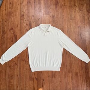 Suitsupply pure cashmere polo sweater in white size XL